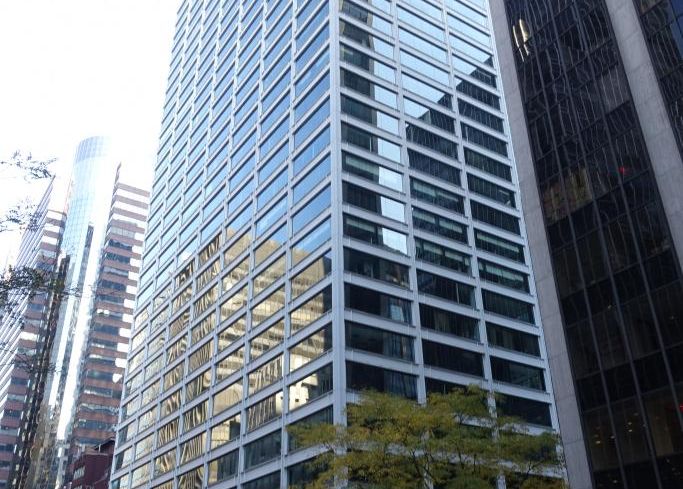 The exterior of the office tower at 88 Pine Street.