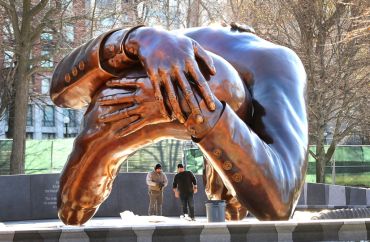 The Embrace sculpture at Boston Commons.