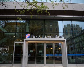 An exterior view of First Citizens Bank headquarters on March 27, 2023 in Raleigh, N.C.