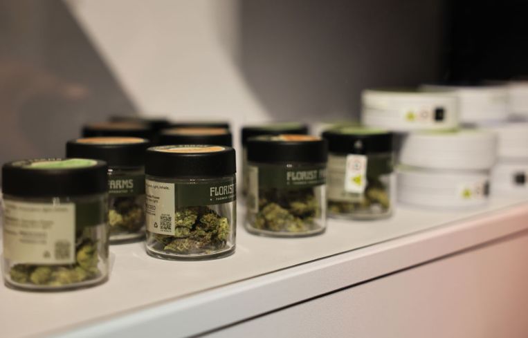 Marijuana products are seen on a shelf at Housing Works Cannabis Co's legal dispensary on December 29, 2022 in New York City.