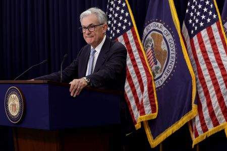 Federal Reserve Board Chairman Jerome Powell holds a news conference following a Federal Open Market Committee meeting at the Federal Reserve on March 22, 2023 in Washington, D.C/