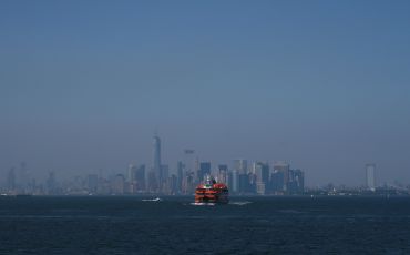 NEW YORK, NY - JULY 2: A Staten Island Ferry sails away from Manhattan on July 2, 2018, in New York City. (Photo by Gary Hershorn/Getty Images)