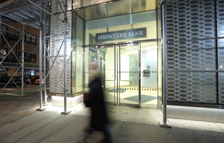 The Signature Bank headquarters at 565 Fifth Avenue in New York, US, on Sunday, March 12, 2023.