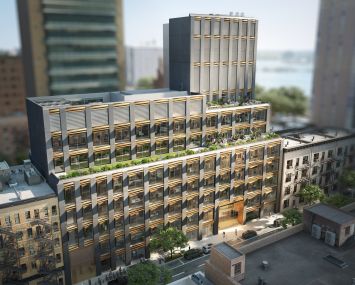 The project includes lab infrastructure, double-height research space, multiple loading bays and several outdoor terraces.