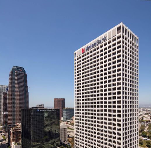 Union Bank Plaza was completed in 1967 at 445 South Figueroa Street in the Bunker Hill area, and was the first skyscraper in L.A. to be designated as a historic-cultural monument.