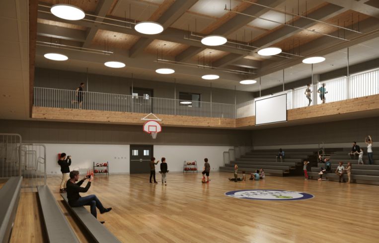 The new building will also have a two-floor gym.