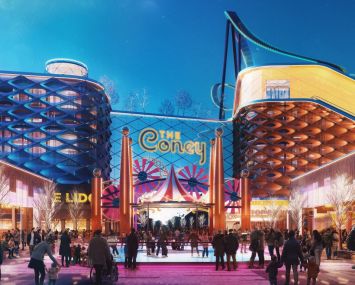 Renderings of The Coney, Thor Equities' proposal for a casino in Coney Island.