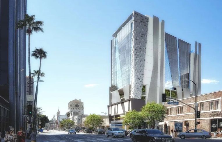 The development will replace a midcentury commercial building at 6445 West Sunset Boulevard.