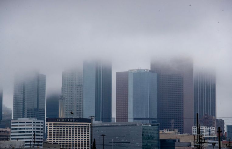 Cloudy office buildings