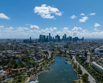Echo Park Lake in Los Angeles.