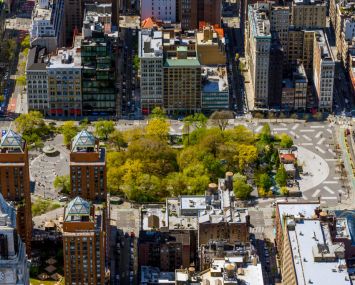 An aerial view of Union Square on April 28, 2020 in New York City.