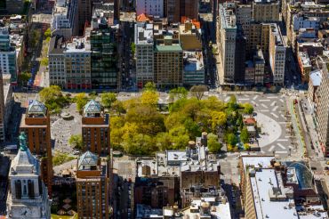 An aerial view of Union Square on April 28, 2020 in New York City.