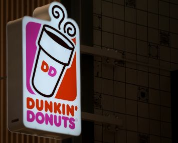 A logo of Dunkin' Donuts.
