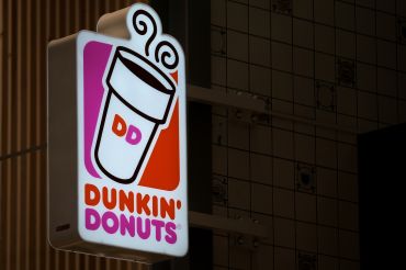 A logo of Dunkin' Donuts.
