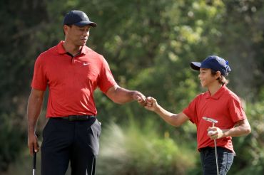 Tiger Woods and Charlie Woods. 