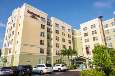 Fort Myers, Florida, Residence Inn by Marriott Fort Myers Sanibel, front entrance parking lot.