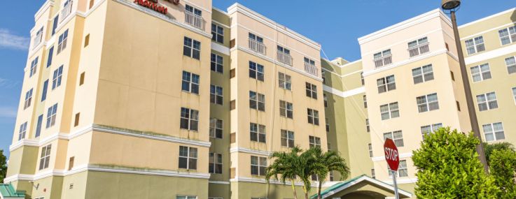 Fort Myers, Florida, Residence Inn by Marriott Fort Myers Sanibel, front entrance parking lot.
