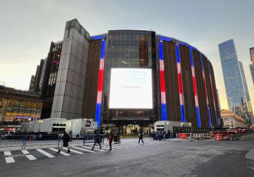 An exterior view of Madison Square Garden, owned by James Dolan of MSG Entertainment.