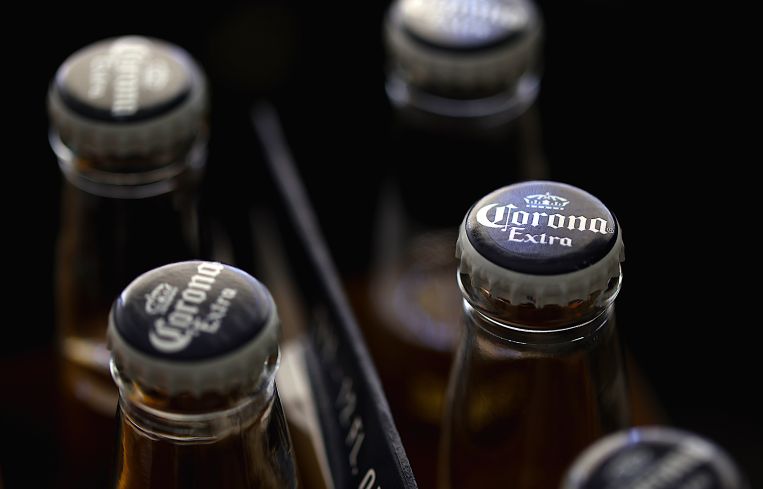 Bottles of Corona beer displayed on April 06, 2023. New York-based Constellation Brands, which has an extensive portfolio of beers and wines, reported fourth quarter earnings that beat analyst expectations with revenue of $2 billion.