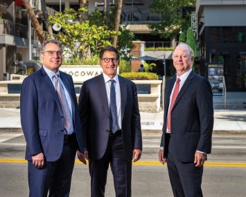 3650 REIT founders (from left): Justin Kennedy, Jonathan Roth, and Toby Cobb at their Miami offices
