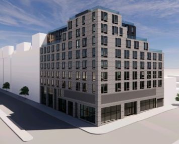 A rendering of the Jay Group's planned multifamily development at 210 Greenpoint Avenue in Brooklyn.