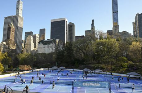 Wollman Rink in Manhattan's Central Park is hosting 14 pickleball courts through mid-October. 