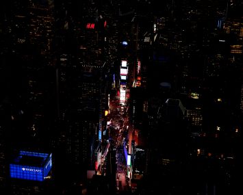 Times Square is seen from above on December 30, 2014 in New York City.