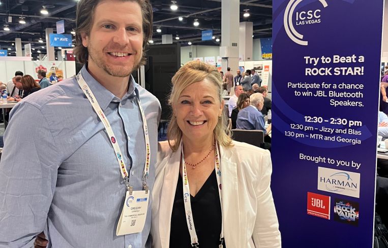 Kennedy Wilson Brokerage's Christine Deschaine, right, and Commercial Observer's Gregory Cornfield.