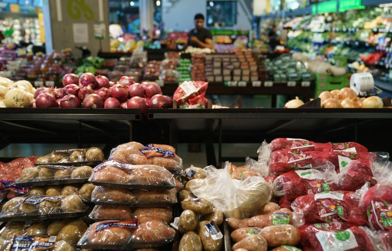 The inside of a supermarket.
