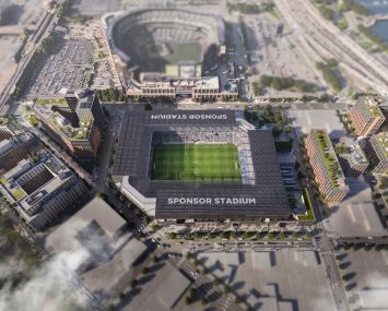Renderings for the proposed soccer stadium in Willets Point.