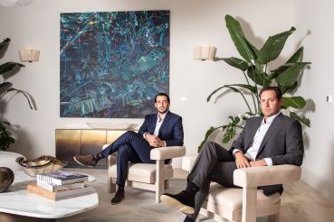 Nick and JP Perez of Related Group at the St. Regis sales gallery, 1809 Brickell Ave. on June 5, 2023. 