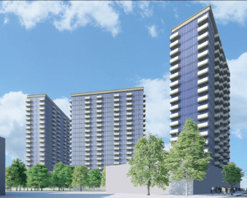 A rendering for a planned multifamily project at 93-30 93rd Street in Rego Park, Queens. 