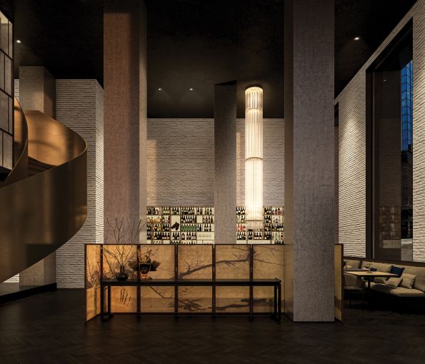 A $1.5 million bronze staircase will connect the lobby to an upstairs breakfast area.