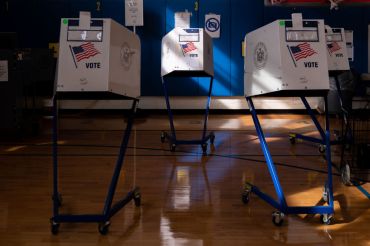 A row of voting booths