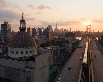 A sunset could be dawning over Williamsburg.