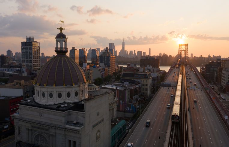 A sunset could be dawning over Williamsburg.