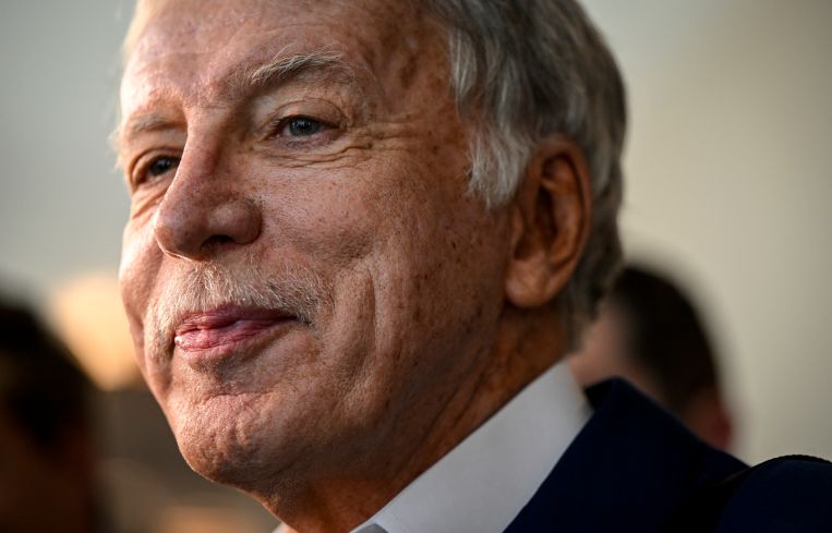 Los Angeles Rams, Colorado Avalanche, Denver Nuggets, and Arsenal FC owner Stan Kroenke speaks during an NFL special league meeting in August 2022.