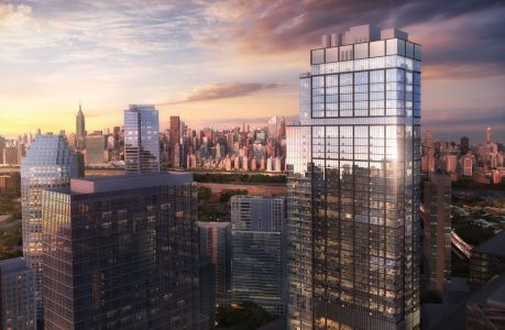 A rendering for The Orchard project, which will span 69 stories once completed around 2026. 