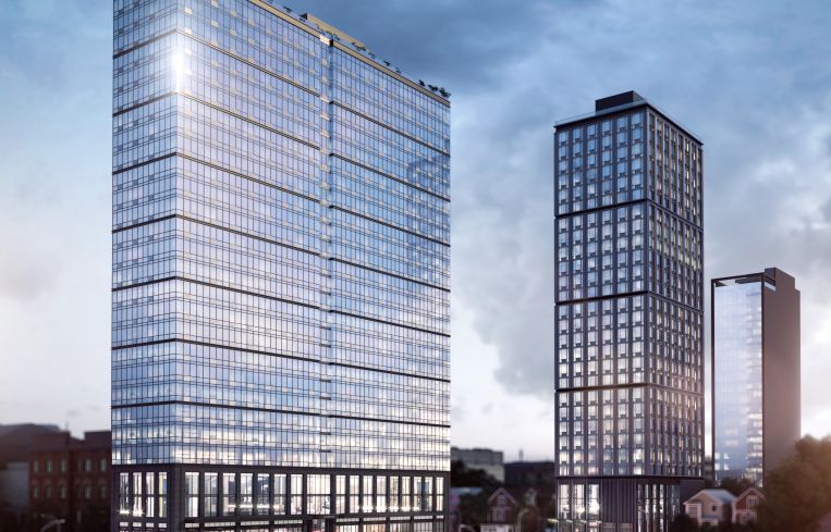 9 Homestead Place, a 27-story, 432-unit mixed-use building in Jersey City, N.J.