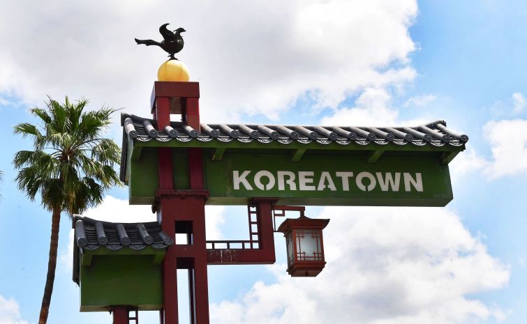 A Koreatown sign on Olympic Boulevard.