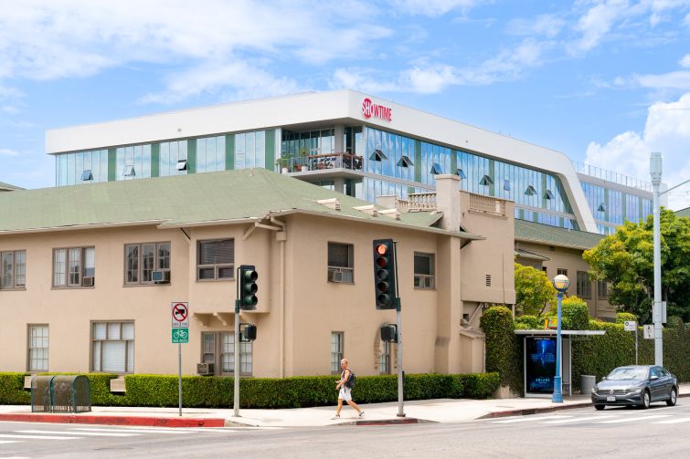 General view of the Showtime corporate offices at 'The Lot' studio property, formerly Warner Hollywood Studios, in 2022 in West Hollywood, California.