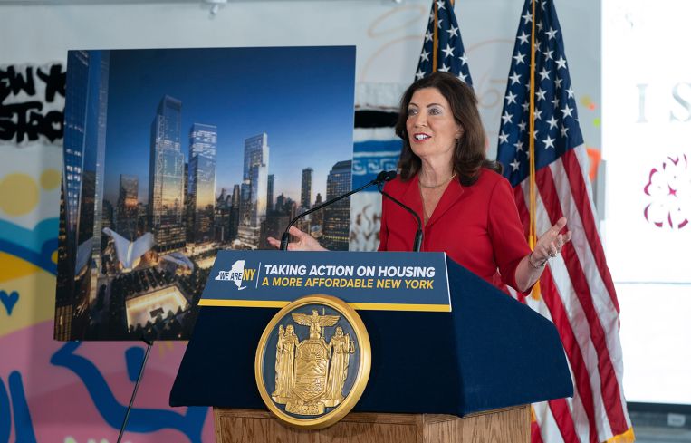 Gov. Kathy Hochul announces a deal to build affordable housing at 5 World Trade Center.