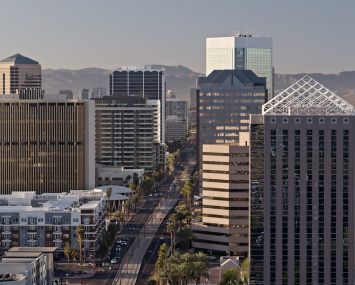 Office towers and apartment buildings in midtown Phoenix.