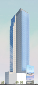 A rendering of a planned voco-branded hotel in Times Square. 