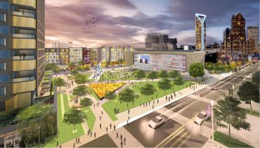 Rendering of the proposed Brooklyn Village mixed-use development in Charlotte, North Carolina.