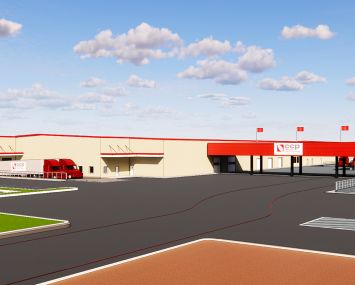 A rendering for California Custom Processing's planned expansion of its almond processing facility in Madera, Calif.