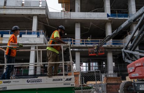 Construction workers on a job site