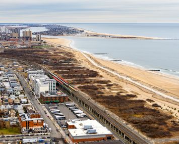 An aerial view of Rockaway Beach in New York City.