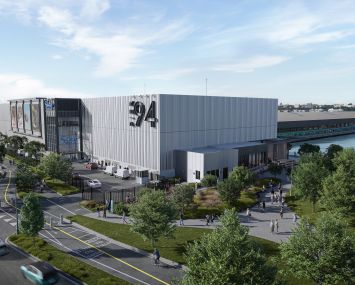 A rendering of a film studio