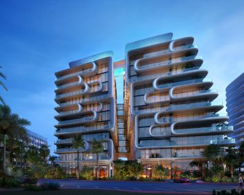 The Zaha Hadid Architects-designed condo building.